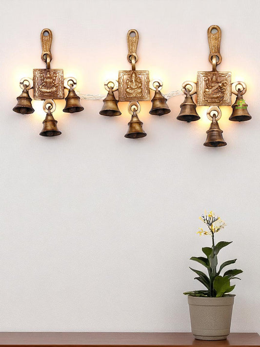 Set of Laxmi Ganesha Saraswati Single Hanging Bells