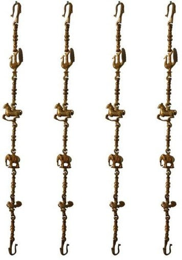 Designer Brass Jhula Chain | Elegant Brass Designer Swing Chain for Luxurious Home Interiors | Brass Animal Design Jhula Chain ( Yellow, 90 inch)