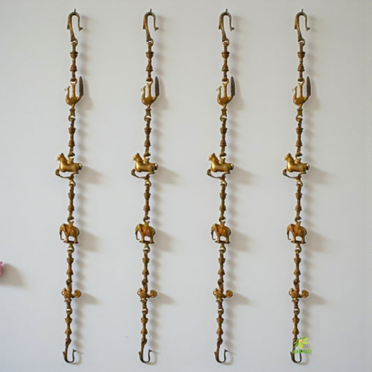 Designer Brass Jhula Chain | Elegant Brass Designer Swing Chain for Luxurious Home Interiors | Brass Animal Design Jhula Chain ( Yellow, 90 inch)