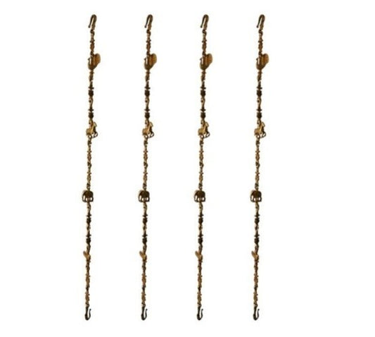 Brass Handmade Swing Chain with Intricate Animal Engravings | Timeless Decor | Designer Brass Swing Chain for Jhula ( Yellow, 90 inch)