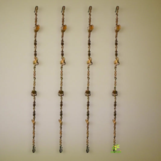 Brass Handmade Swing Chain with Intricate Animal Engravings | Timeless Decor | Designer Brass Swing Chain for Jhula ( Yellow, 90 inch)