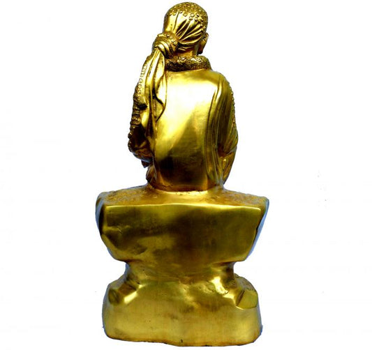 Brass Sai Baba Sitting Idol | Divine Presence for Your Home | Handcrafted Brass Sai Baba Statue ( Yellow, 25 inch)