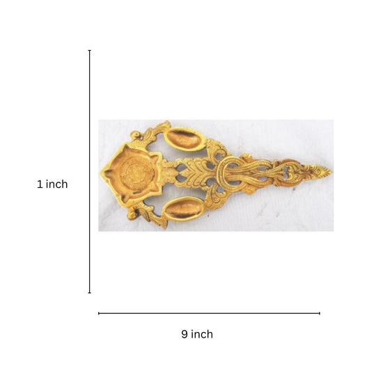 Elegant Brass Hawan Spoon | Traditional Ritual Spoon for Pooja Room | Handcrafted Brass Pooja Spoon ( Yellow, 9 inch)