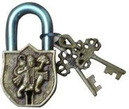 Brass Hanuman  Engraved Padlock | Divine Protection for Your Home | Brass Padlock For Home Safety ( Yellow, 3.5 inch) Aakrati