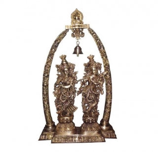 Lord Radha Krishna Temple Brass Handmade Religious Decorative Statue Sculpture | Radha Krishna Idol | God Statues