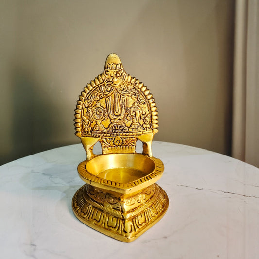 Brass Balaji Diya for Pooja | Brass Oil Lamp for Temple | Balaji Diya (Yellow, 6.2 Inches)