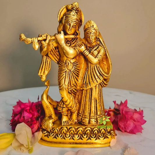 Radha Krishna Hand Carved Brass Metal Murti/ Statue Aakrati