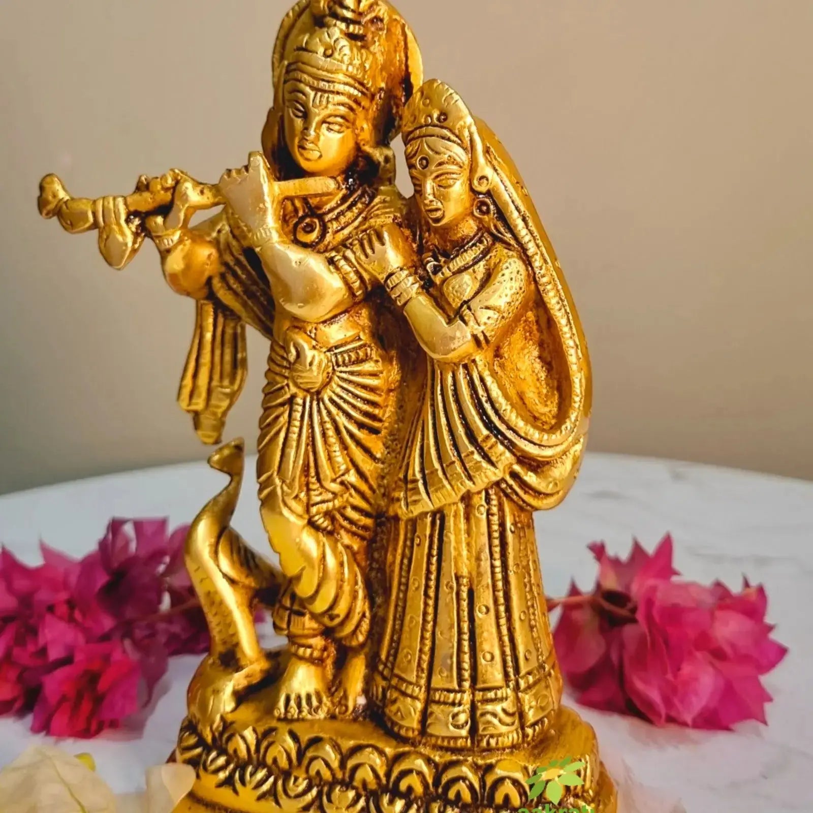 Radha Krishna Hand Carved Brass Metal Murti/ Statue Aakrati