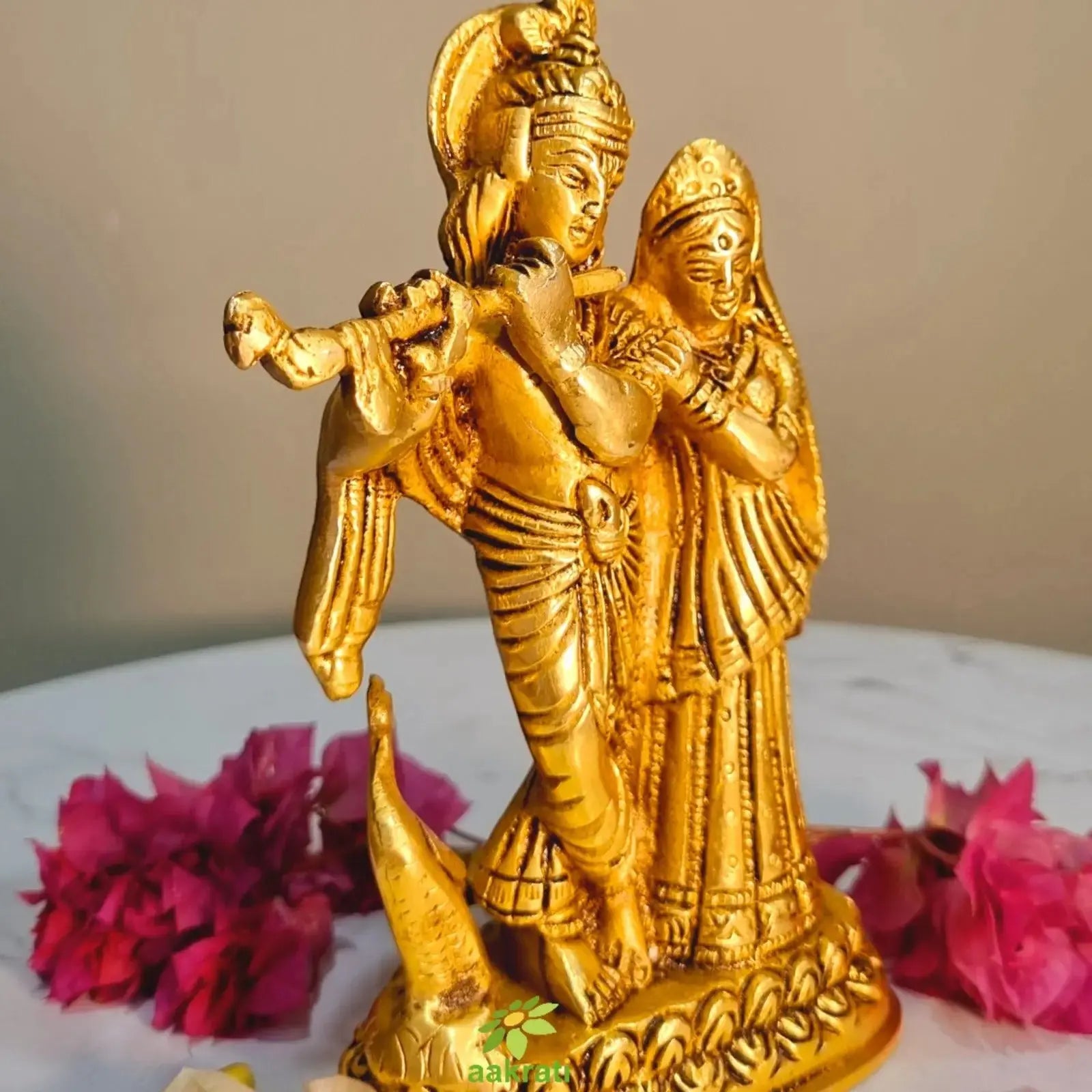 Radha Krishna Hand Carved Brass Metal Murti/ Statue Aakrati