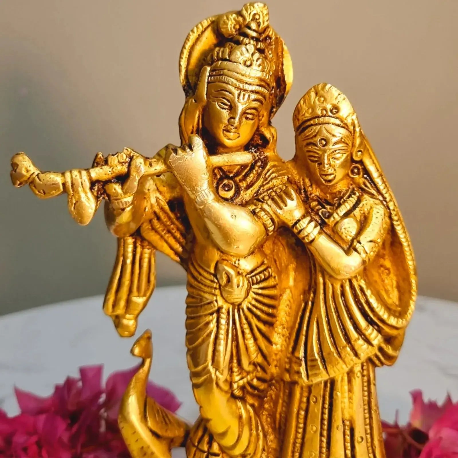 Radha Krishna Hand Carved Brass Metal Murti/ Statue Aakrati