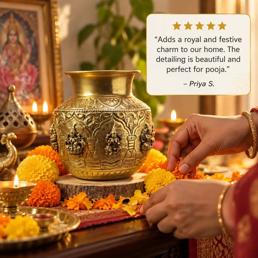 Divine Brass Ashtalakshmi Kalash for Pooja