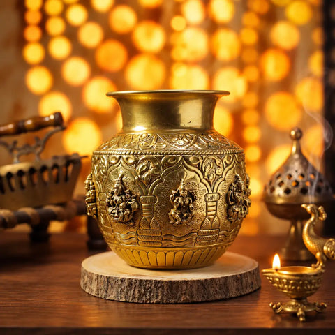 Divine Brass Ashtalakshmi Kalash for Pooja