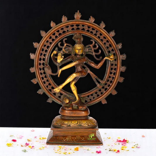 Premium Brass Lord Nataraj Sculpture | A Divine Touch for Your Space | Traditional Brass Nataraj Statue ( Multi Color, 31 inch)