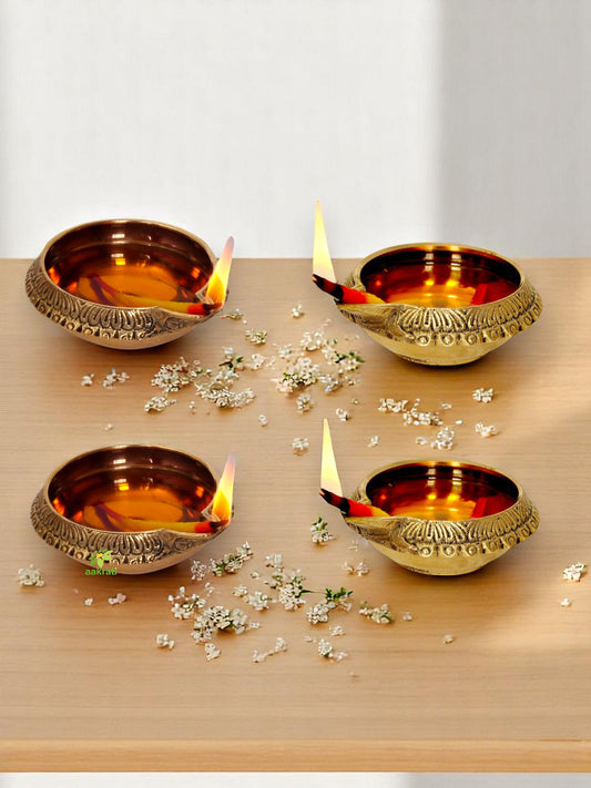Deepawali Lighting Oil Diya for Decoration & Pooja set of 4