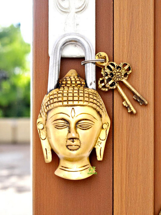 Buddha Design Functional Brass Lock with 2 Keys
