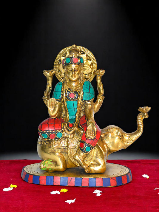 Laxmi Ji Sitting on Elephant metal Murti for worship
