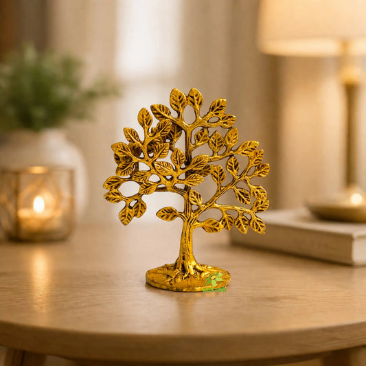 Brass Kalpavriksha Tree | Tree of Life Showpiece for Home Decor & VastuPremium Brass Kalpavriksha Tree |Vastu Positive Energy Decor |Festival Gift Item (Yellow,6 Inch)