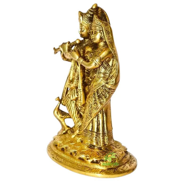 Brass Radha Krishna Murti | A Divine Blessing for Prosperity and Peace | Radha Krishna Brass Statue ( Yellow, 7.5 inch) Aakrati