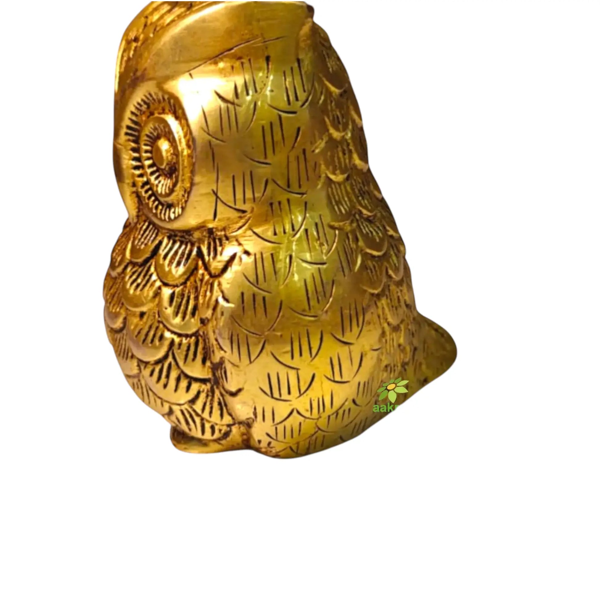 Brass Owl Showpiece Statue | Antique Style Metal Bird Decor for Home | Decorative Collectible Gift for Art & Bird Lovers (Yellow, 4 Inches) - Ashopi