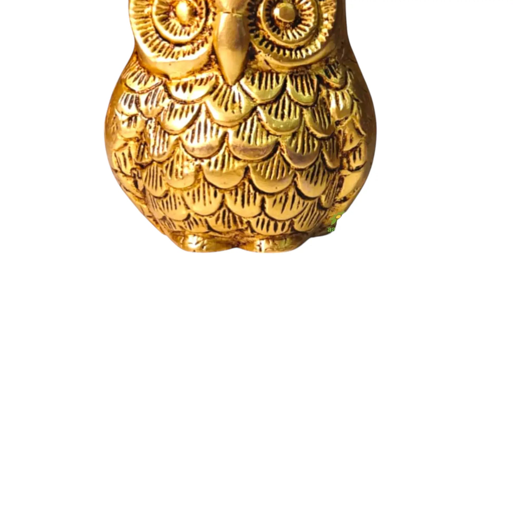 Brass Owl Showpiece Statue | Antique Style Metal Bird Decor for Home | Decorative Collectible Gift for Art & Bird Lovers (Yellow, 4 Inches) - Ashopi