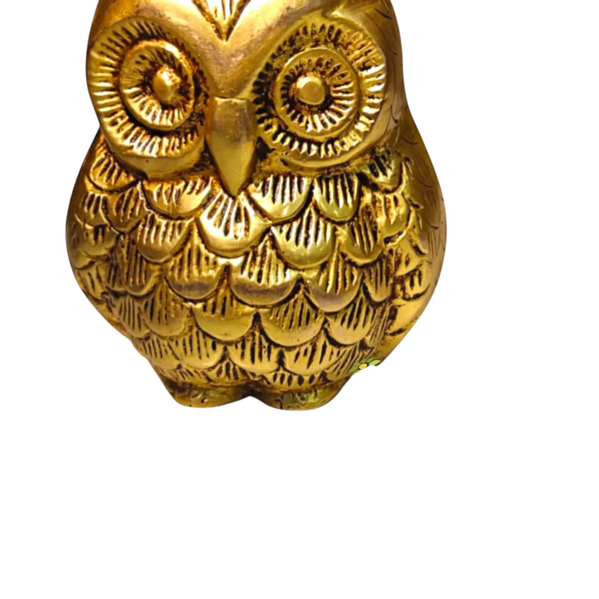 Brass Owl Showpiece Statue | Antique Style Metal Bird Decor for Home | Decorative Collectible Gift for Art & Bird Lovers (Yellow, 4 Inches) - Ashopi