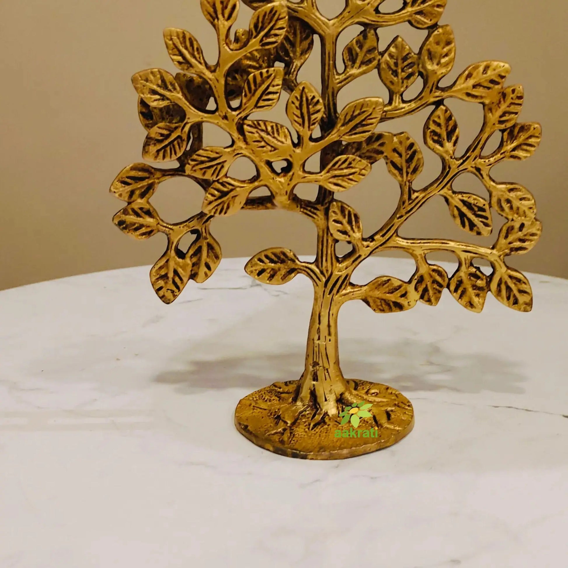 Brass Kalpavriksha Tree | Tree of Life Showpiece for Home Decor & VastuPremium Brass Kalpavriksha Tree |Vastu Positive Energy Decor |Festival Gift Item (Yellow,6 Inch) Aakrati