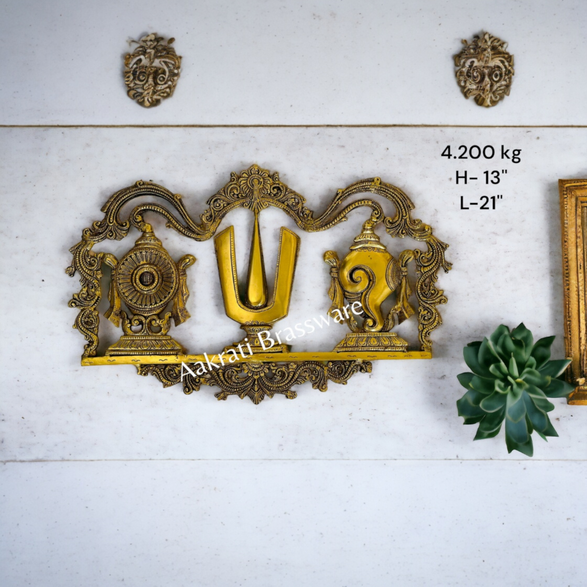 Sankh Chakra Namah brass metal handmade precious statue |wall decor| |wall art| | home decor| Aakrati