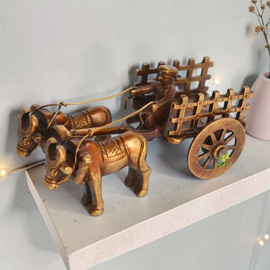 Aakrati Open Bullock Cart Brass decorative metal Showpiece