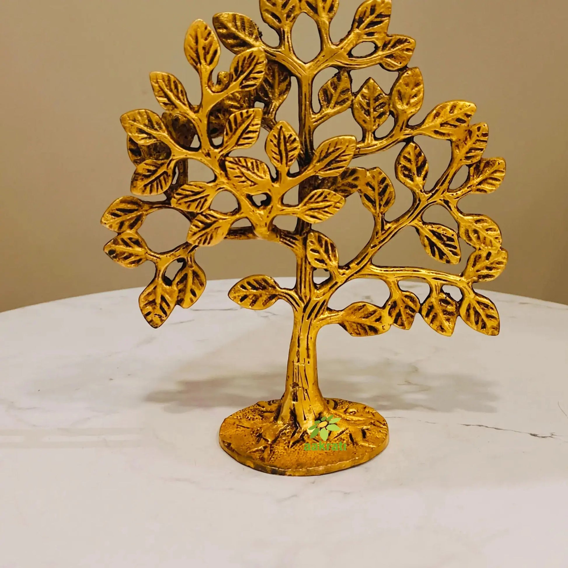Brass Kalpavriksha Tree | Tree of Life Showpiece for Home Decor & VastuPremium Brass Kalpavriksha Tree |Vastu Positive Energy Decor |Festival Gift Item (Yellow,6 Inch) Aakrati