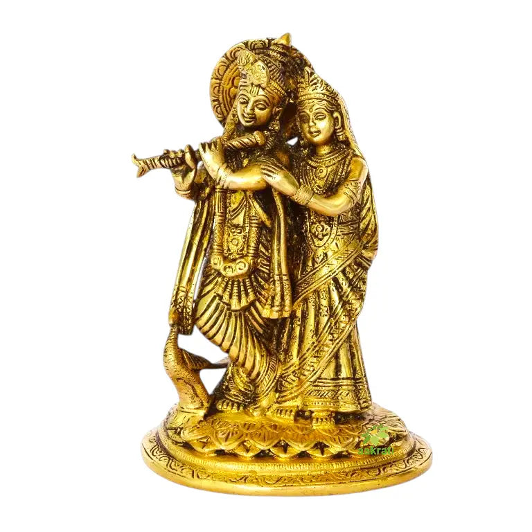 Brass Radha Krishna Murti | A Divine Blessing for Prosperity and Peace | Radha Krishna Brass Statue ( Yellow, 7.5 inch) Aakrati