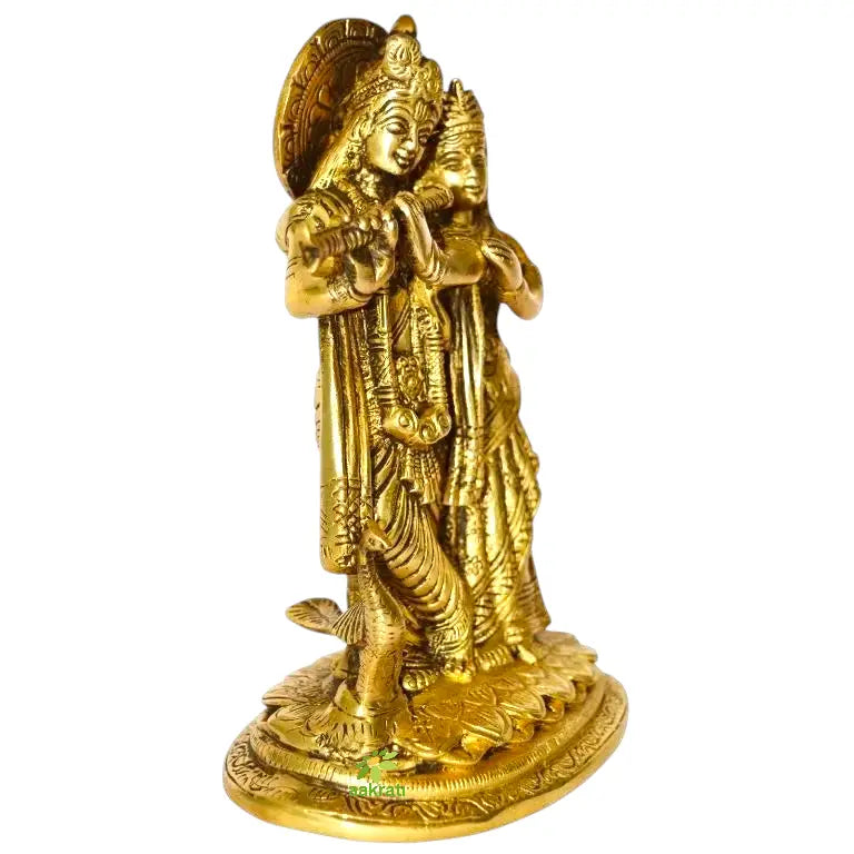 Brass Radha Krishna Murti | A Divine Blessing for Prosperity and Peace | Radha Krishna Brass Statue ( Yellow, 7.5 inch) Aakrati