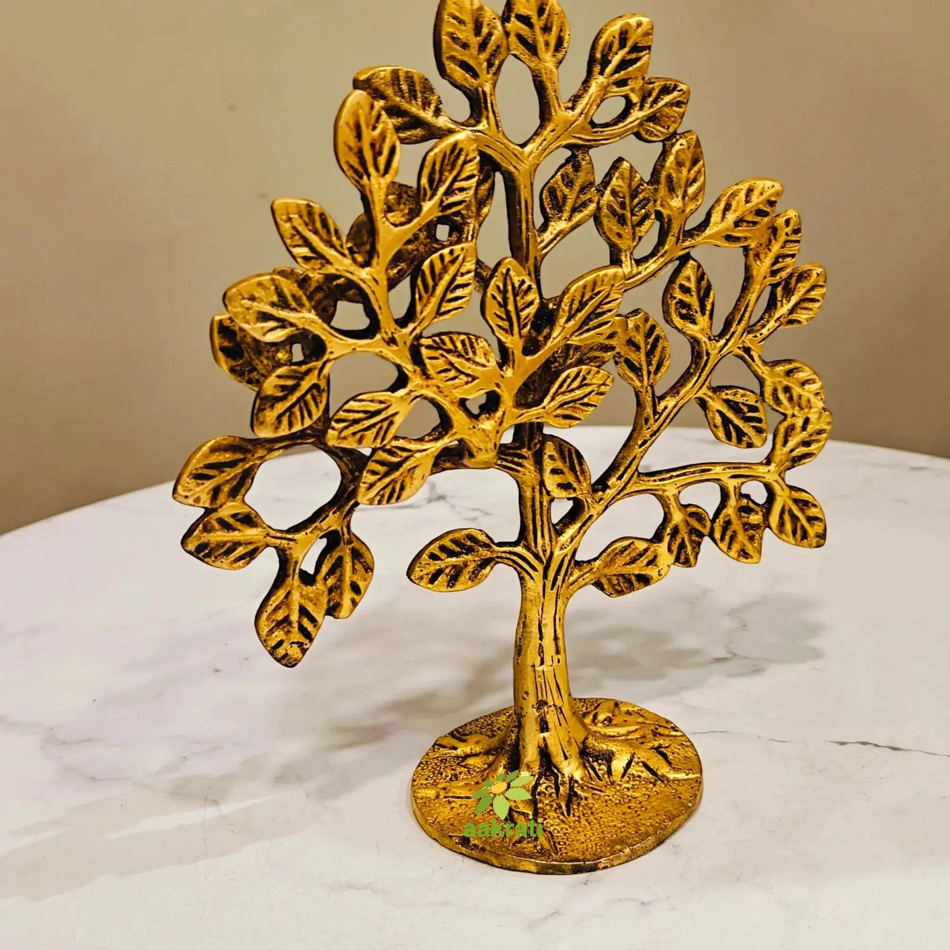 Brass Kalpavriksha Tree | Tree of Life Showpiece for Home Decor & VastuPremium Brass Kalpavriksha Tree |Vastu Positive Energy Decor |Festival Gift Item (Yellow,6 Inch) Aakrati