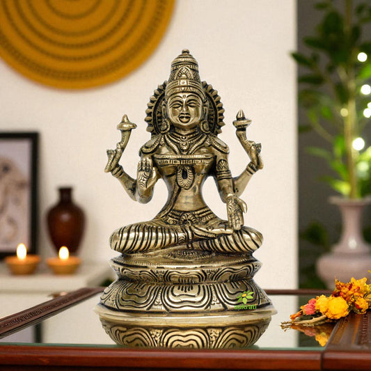 Goddess Laxmi Brass Made hand carved pooja ghar/office statue