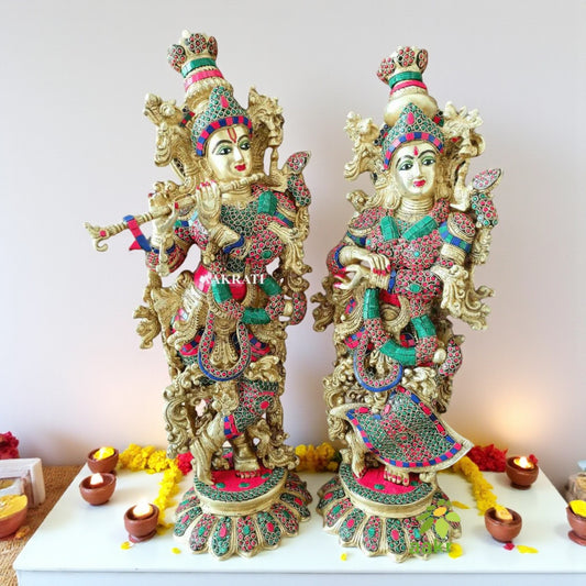 Radha Krishna Statue - 66 cm Big Large Size Radha Madhav Figure - Goddess Radha Lord Krishna - Hindu Divine Love Couple Gopal Figurine