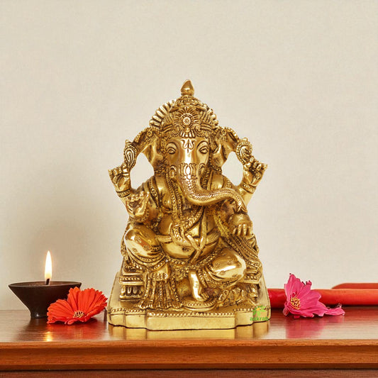 Lord Ganesha brass made hand carved statue by aakrati