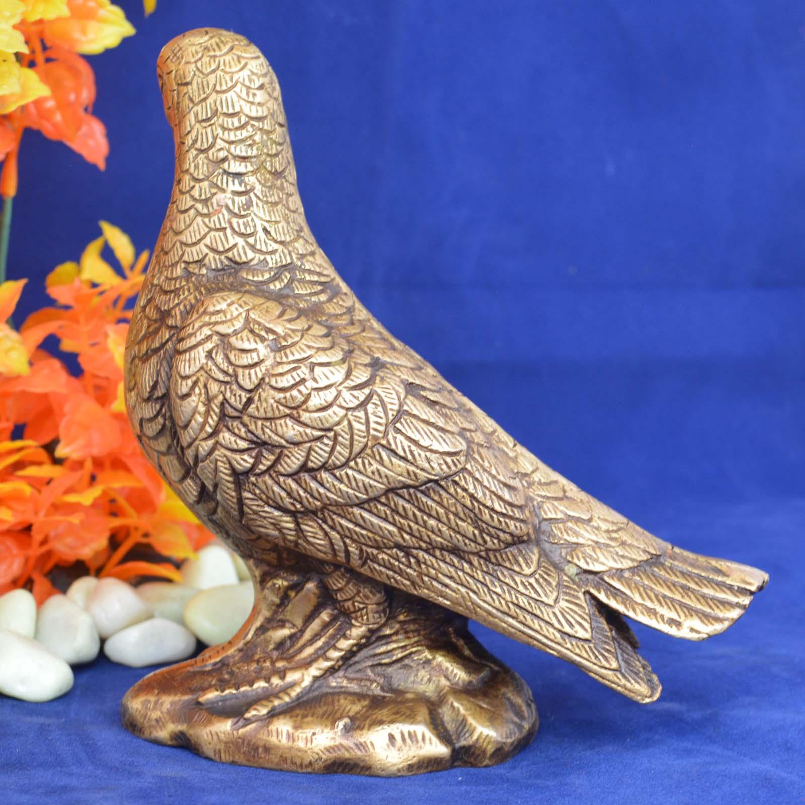 Brass Pigeon Statue Decorative Showpiece with Antique Finish for Table ...