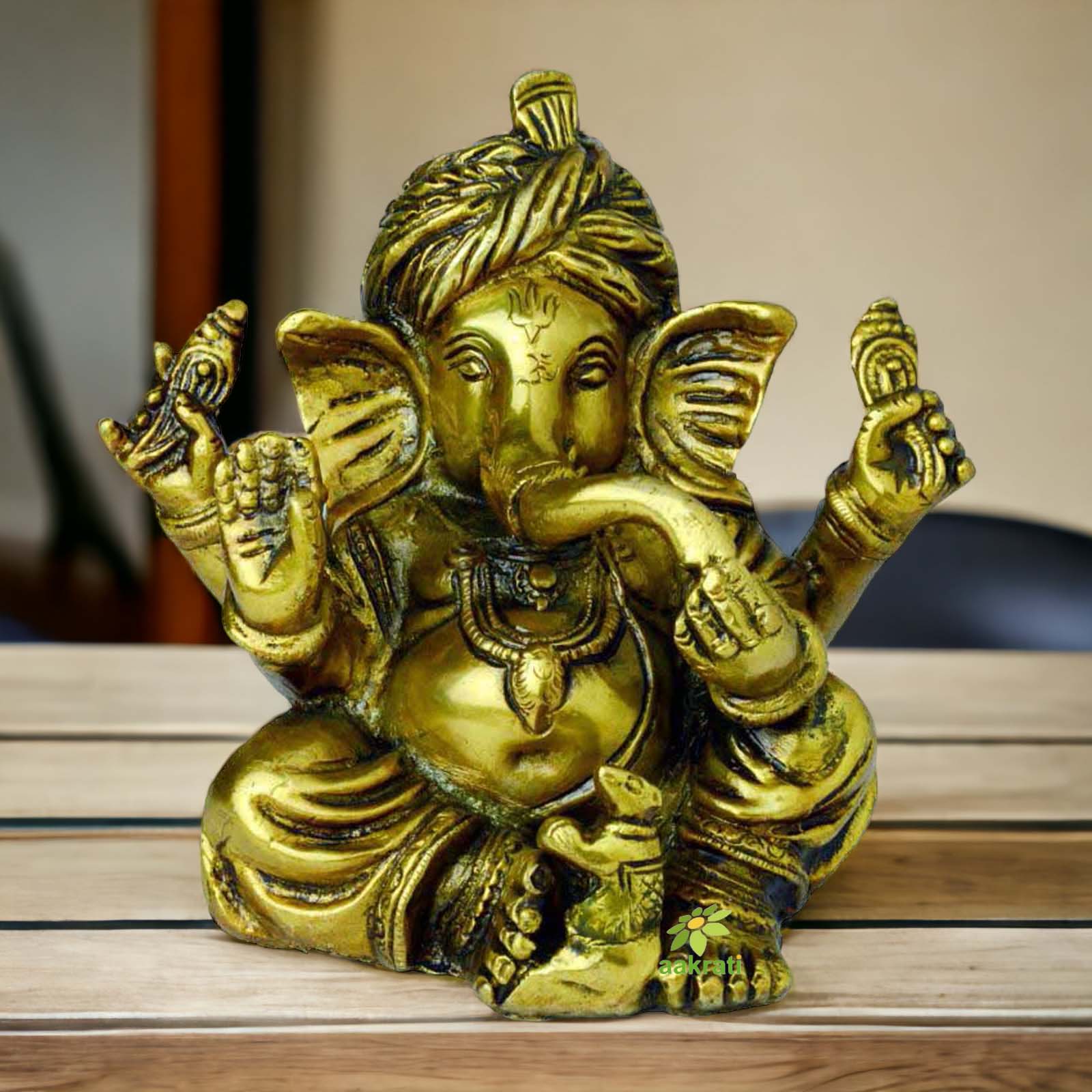 Antique Brass Made Ganesha Wearing Turbon - Buy Ganesh Online