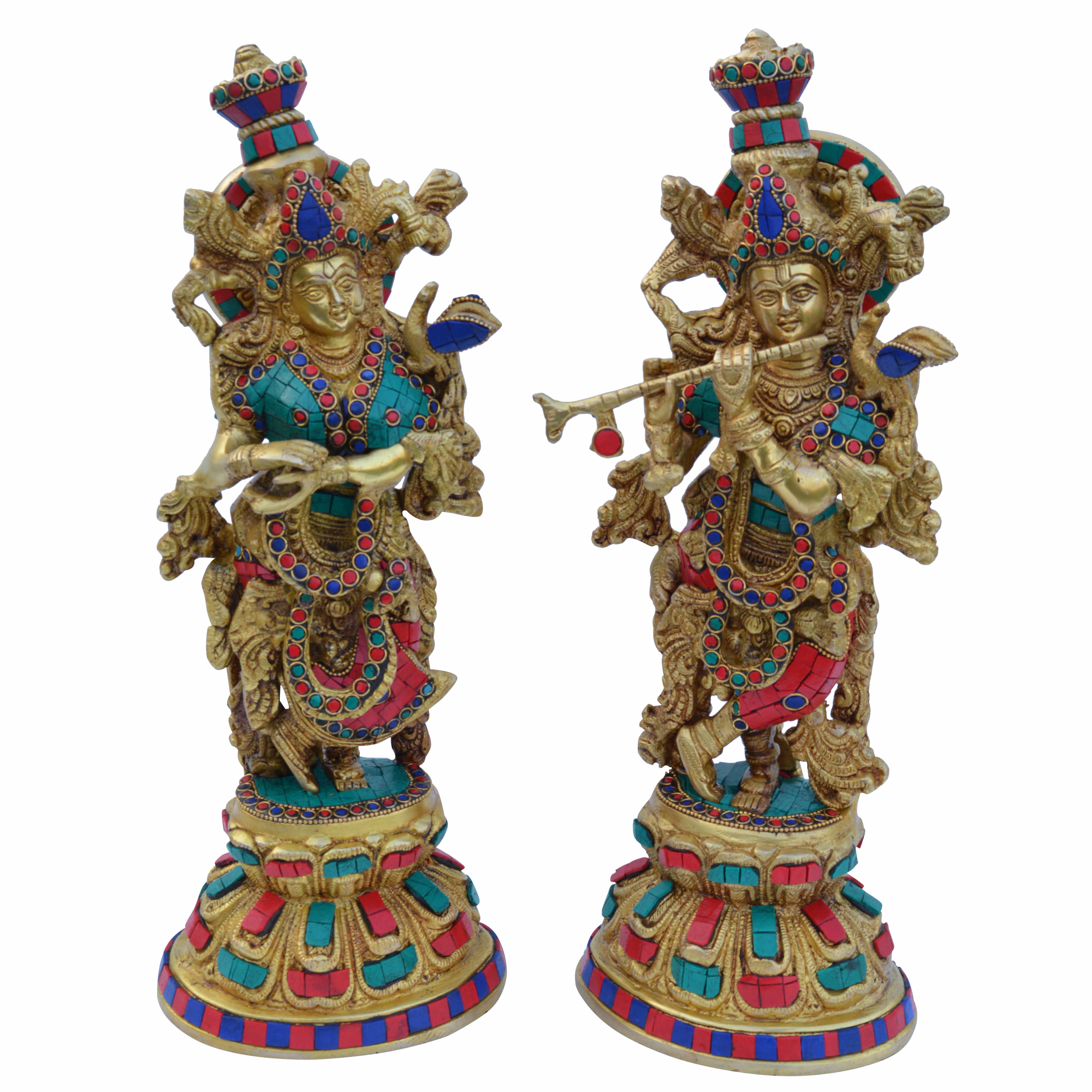 Ekhasa 100% Pure Brass Radha Krishna Murti (Size: 12.8 cm) | Radha –  GlobalBees Shop