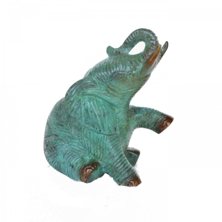 Aakrati Metal Handicrafts Sitting Brass Elephant Showpiece with green ...