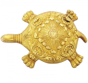 Brass Turtle Decorative Statue | Decorative Showpiece for Elegant Home Decor | Handcrafted Brass Turtle Figurine ( Yellow, 6 inch)