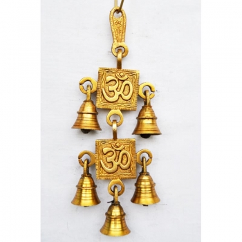 Temple Brass metal decorative hanging bell with 5 little bells