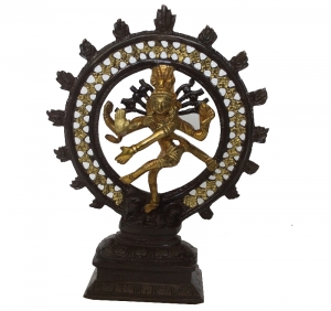 Brass Nataraj Idol | Handcrafted Spiritual Decor for Peace & Prosperity | Premium Brass Nataraj Statue ( Yellow, 8 inch)