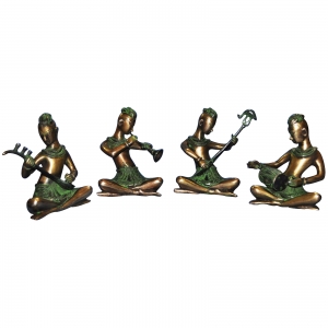 Handmade Brass Musicians | Unique Musical Set for Elegant Home & Office Decor | Brass Musician Set ( Multi colour, 6 inch)