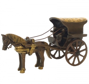 Antique Brass Bull Cart Showpiece | Handcrafted Peetal Decor for Home & Office | Brass Bull Cart Figurine ( Brown, 4.8 inch)