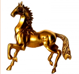 Luxury Brass Horse Figurine | The Perfect Decorative Piece for Your Home | Handcrafted Brass Horse Showpiece ( Yellow, 11 inch)
