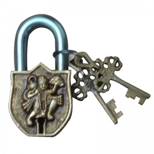 Premium Brass Padlock with Hanuman Engraving |  Secure Your Home with Strength |  Brass Hanuman Padlock for Home Safety ( Black, 3.5 inch)