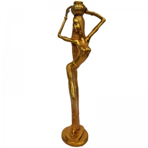 Handcrafted Brass Lady Statue | Elegant Showpiece for Home Decor | Brass Lady Figurine ( Yellow, 21 inch)