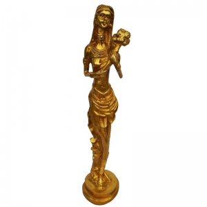 Brass Lady Figurine Showpiece | Perfect Decorative Accent for Home and Office | Brass Lady Statue ( Yellow, 19 inch)
