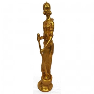 Handmade Brass Lady Idol | Unique Handmade Showpiece for Classic Home Decoration | Premium Brass Lady Showpiece ( Yellow, 18 inch)
