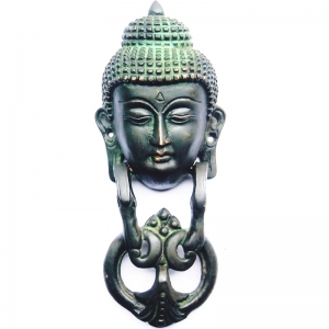 Brass Buddha Head Door Knocker | Perfect for Spiritual and Traditional Home Decor | Antique Brass Buddha Knocker ( Green, 8 inch)
